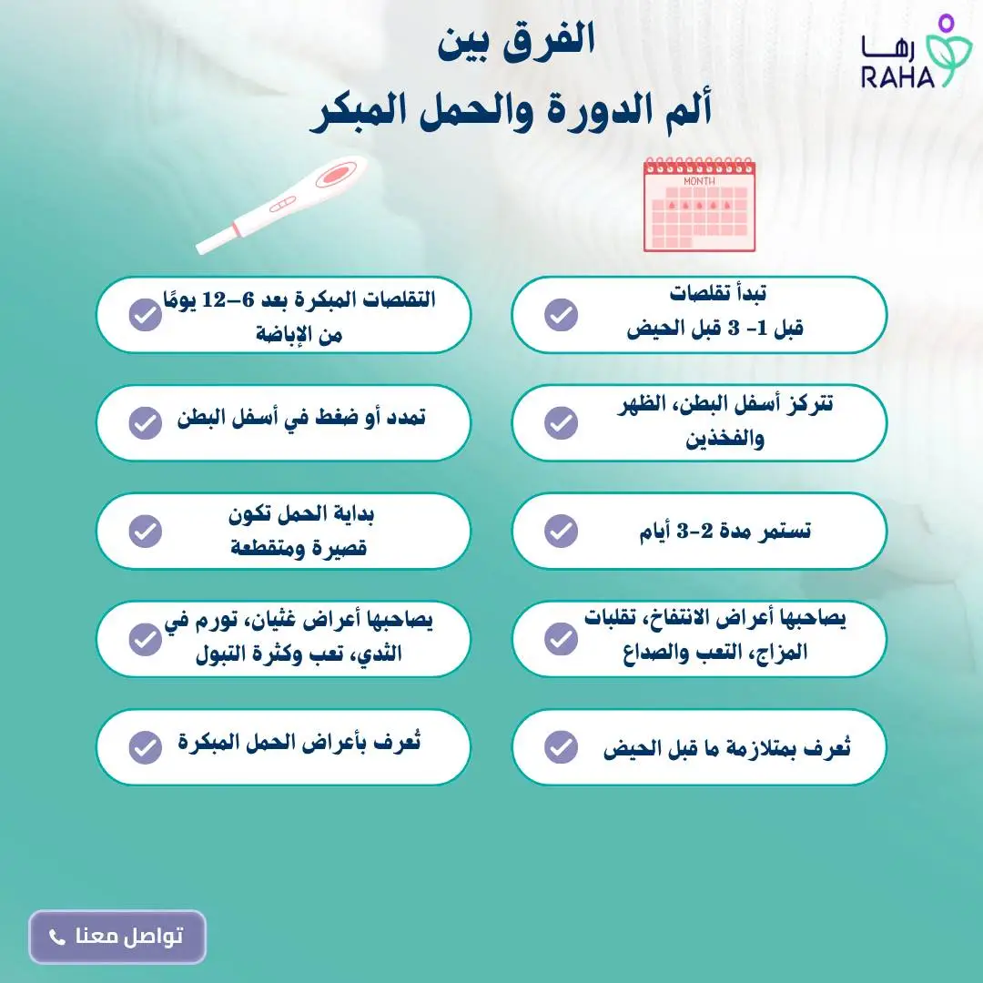 الفرق بين ألم الدورة والحمل المبكر